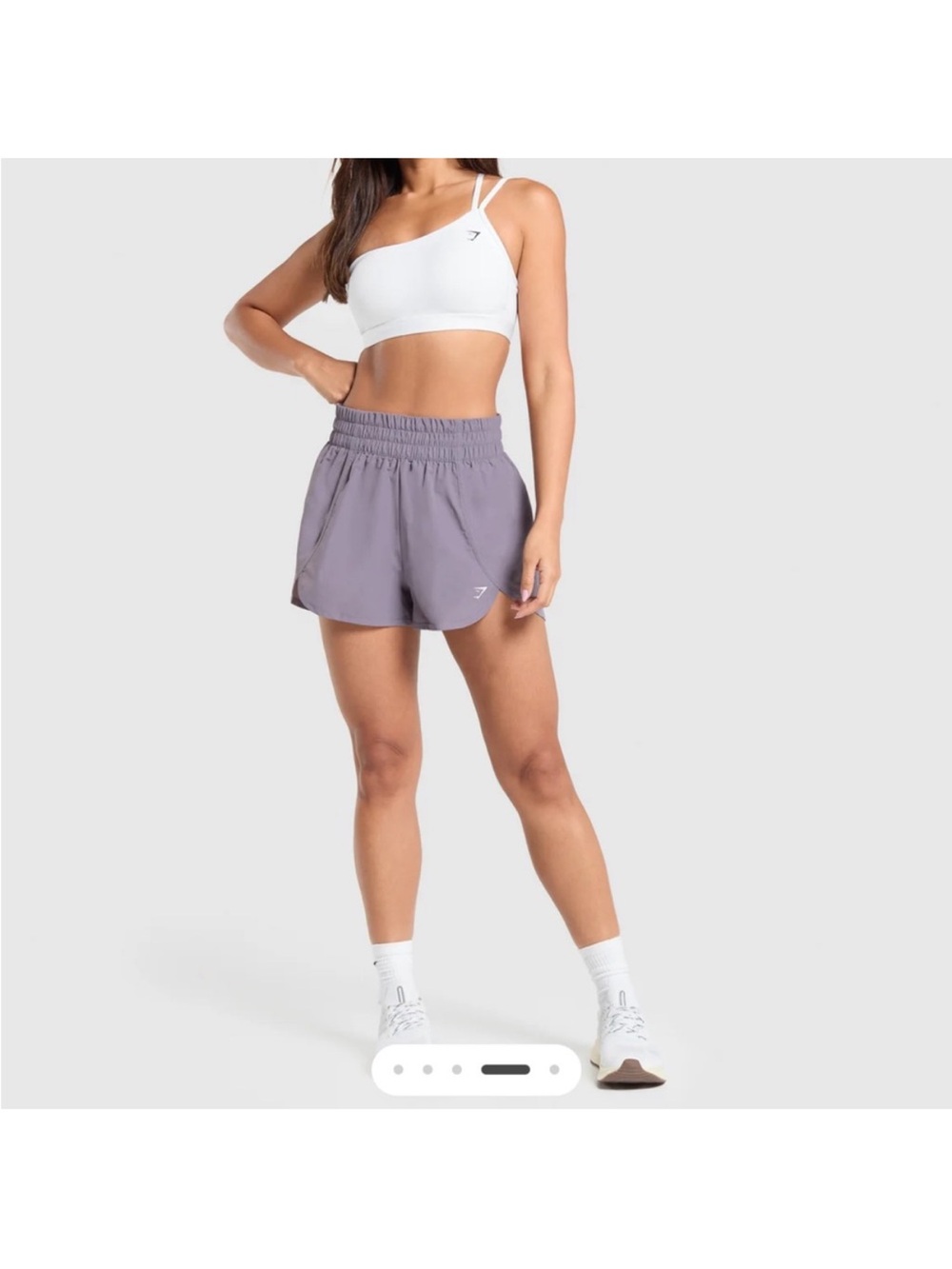 NWT! Gymshark Retro Waistband High-Waist Shorts in Fog Purple, size lg - Picture 2 of 10
